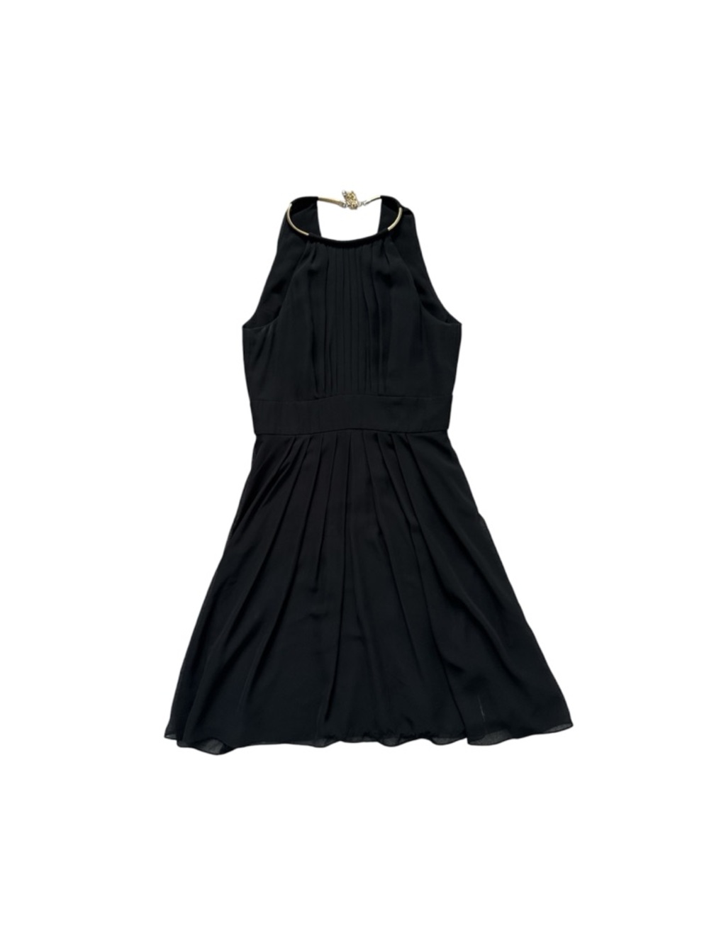 WHBM Black Halter Neck Pleated Midi Dress Size 6